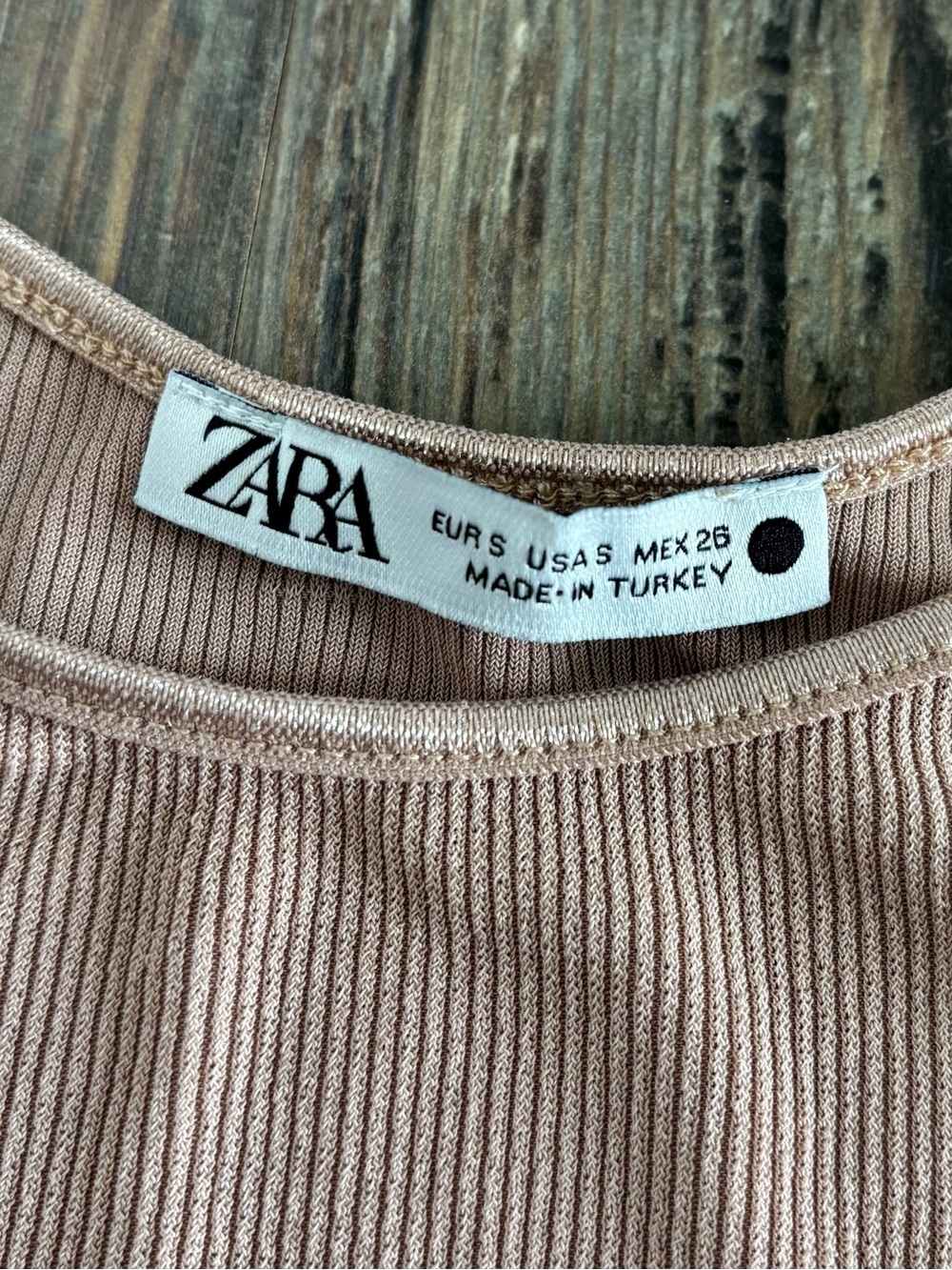 Zara Ribbed Tank Top Size Small Beige Sleeveless Scoop Neck RN77302 Summer Basic - Picture 5 of 7